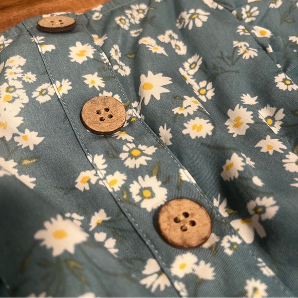 Charming Floral Blue Kids Dress - Picture 2 of 5
